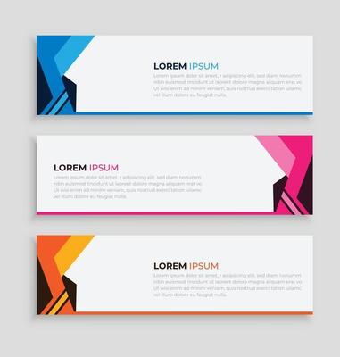 Vector set of web banner design template. Collection of geometric, promotional web banner background.Abstract ad design.