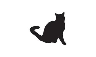 diseño de ilustración de vector de gato en blanco y negro