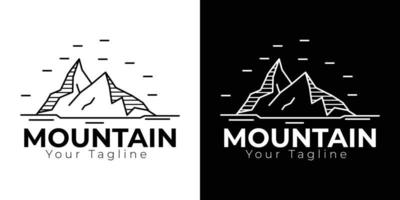 logotipo de ilustración de montaña simple, icono de montaña simple con líneas, símbolo de montaña en blanco y negro vector