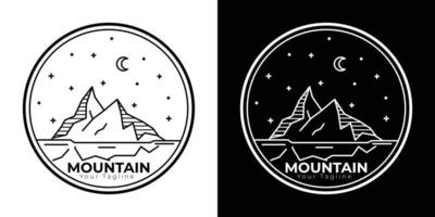 logotipo de ilustración de montaña simple, icono de montaña simple con líneas, símbolo de montaña en blanco y negro vector