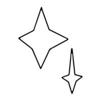 Two stars are drawn in the style of Doodle.Black and white image.Monochrome design.Outline drawing by hand.Coloring.Vector illustration vector