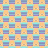 Seamless pattern with a turquoise coral beach bag with a geometric pattern on a yellow background.Bright summer pattern for textiles.For beachwear.Vector illustration vector