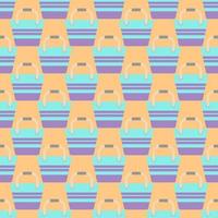 Seamless pattern with a turquoise coral beach bag with a geometric pattern on a yellow background.Bright summer pattern for textiles.For beachwear.Vector illustration vector