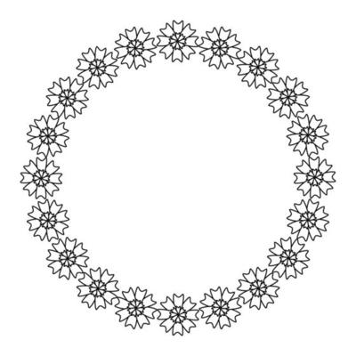 Floral wreath. The flower frame is drawn in the Doodle style .Black and white illustration isolated on a white background.For making invitations and postcards.Circle of elements.Vector illustration
