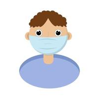 A young man in a protective medical mask.A teenager protected from the virus.Protection from viruses and diseases.Human head.Vector illustration vector