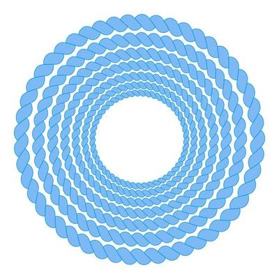 A wreath of blue rope.Round frame made of twisted rope.Vector illustration