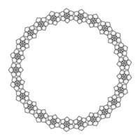 Floral wreath. T he flower f rame is d rawn i n t he D oodle style .Black and white illustration isolated on a white background.For making invitations and postcards.Circle of elements.Vector vector