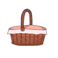 Doodle style picnic basket vector