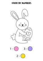 Color cartoon Easter bunny by numbers. Worksheet for kids. vector