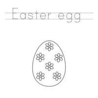 Trace the letters and color Easter egg. Handwriting practice for kids. vector