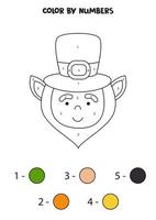 Color cartoon leprechaun by numbers. Worksheet for kids. vector