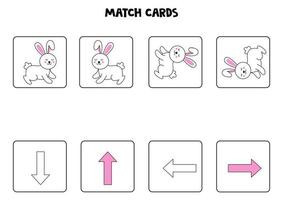Left, right, up or down. Spatial orientation with cute Easter bunny. vector