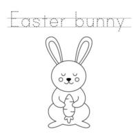 Trace the letters and color Easter bunny. Handwriting practice for kids. vector