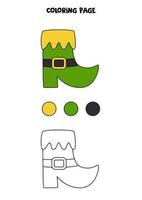 Color Saint Patrick day boot. Worksheet for kids. vector