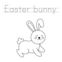 Trace the letters and color Easter bunny. Handwriting practice for kids. vector