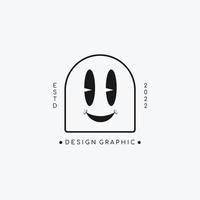 Smile cartoon logo. Mininmalist logo design. Vector illustration.