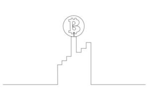 fluctuación vectorial del dibujo de una línea de bitcoin, arte minimalista. fluctuación en el tipo de cambio de la ilustración de bitcoin vector