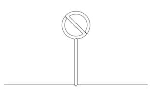 Traffic sign. Illustration of traffic signs in single continuous line drawing style. Warning is prohibited from entering. Vector illustration