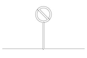 Traffic sign. Illustration of traffic signs in single continuous line drawing style. Warning is prohibited from entering. Vector illustration