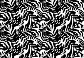 Seamless repeating pattern with silhouettes of palm tree leaves in black on white background. vector