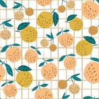 Yellow apples and leaves seamless pattern background. vector