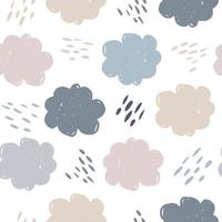 Scandinavian clouds seamless pattern. Weather background illustration. vector