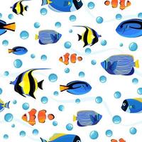 Cute children underwater background. Undersea fish seamless pattern vector