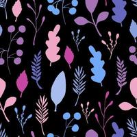 Wild forest leaves seamless pattern. Blue branch berry Illustration. vector