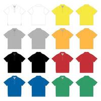 Set of polo t-shirt design template. Technical sketch unisex polo t shirt