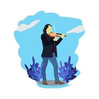 Violinist is playing classical violin. vector