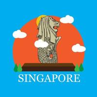 icono emblemático de merlion de singapur vector
