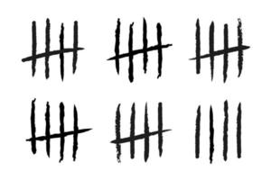 Tally marks count or prison wall lines counter. Sketch slash sticks vector