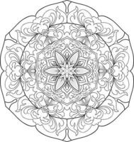 Mandala Flower in Black and White Free Vector