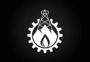 Fire flame icon in a shape of drop. Oil and gas industry logo design concept. vector