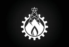 icono de llama de fuego en forma de gota. concepto de diseño del logotipo de la industria del petróleo y el gas. vector