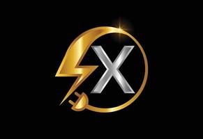 Electrical sign with the letter X, Electricity Logo, Power energy logo, and icon vector design