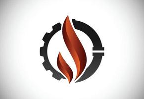 Fire flame icon in a shape of drop. Oil and gas industry logo design concept. vector