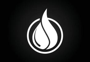 Fire flame icon in a shape of drop. Oil and gas industry logo design concept. vector