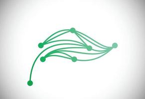 plantilla de diseño de logotipo de tecnología de hoja creativa, concepto de diseño de logotipo de tecnología verde vector