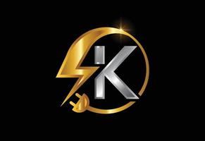 Electrical sign with the letter K, Electricity Logo, Power energy logo, and icon vector design