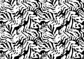 Seamless repeating pattern with silhouettes of palm tree leaves in black on white background. vector