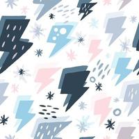 Hand drawn doodle thunder backdrop in Scandinavian style. vector