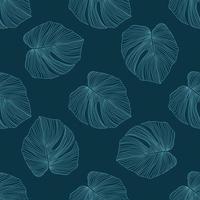 Tropical pattern, botanical leaf seamless pattern on black background. vector