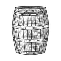 Hand drawn wood barrel. Isolated objects on white background. vector