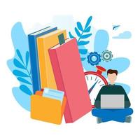 concepts for E-learning, online education, e-book, self-education. vector