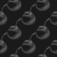 Calabash for yerba mate drink seamless pattern. vector