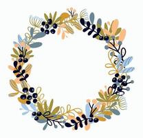 Greeting card template, flower wreath. vector