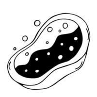 Baby bath vector icon. Hand-drawn black doodle on a white background. Bathtub outline. Bathroom with foamy water and bubbles. Bathing object sketch. Monochrome illustration.