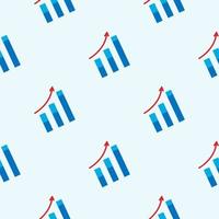 Arrow move up symbol seamless pattern. Growing graph vector