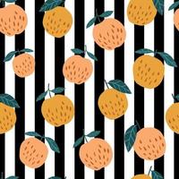 Organic apples seamless pattern on stripes background. vector